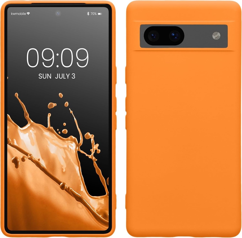 Husa kwmobile compatibila cu Google Pixel 7a - Husa cauciucata pentru telefon din silicon TPU - Husa de protectie pentru incarcare fara fir - Husa in negru