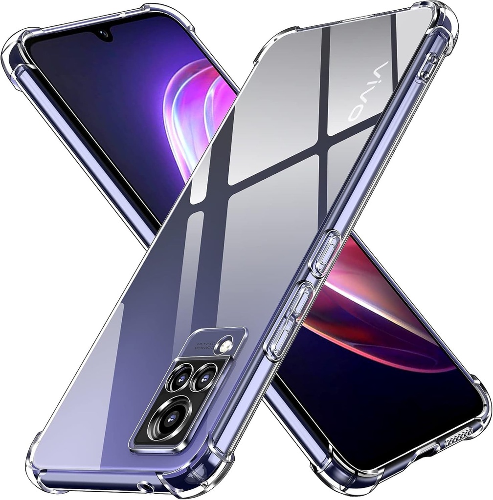 ivoler Husa transparenta din silicon pentru Vivo V21 5G cu colturi de protectie rezistente la socuri, husa subtire, moale, transparenta, flexibila, transparenta, din TPU, pentru telefon mobil Husa rezistenta la zgarieturi