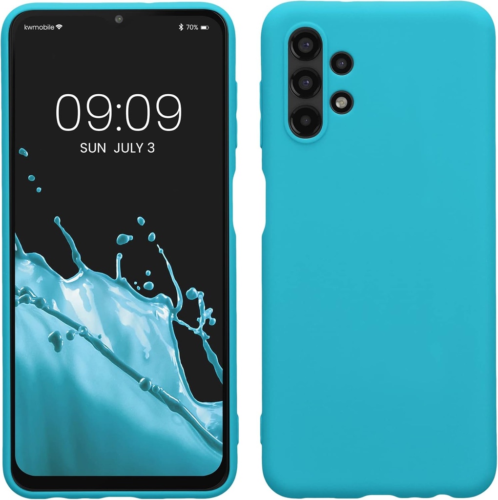 Husa kwmobile Compatibila cu Samsung Galaxy A13 4G - Husa moale din silicon TPU - Husa potrivita pentru incarcare fara fir - Cool Glacier