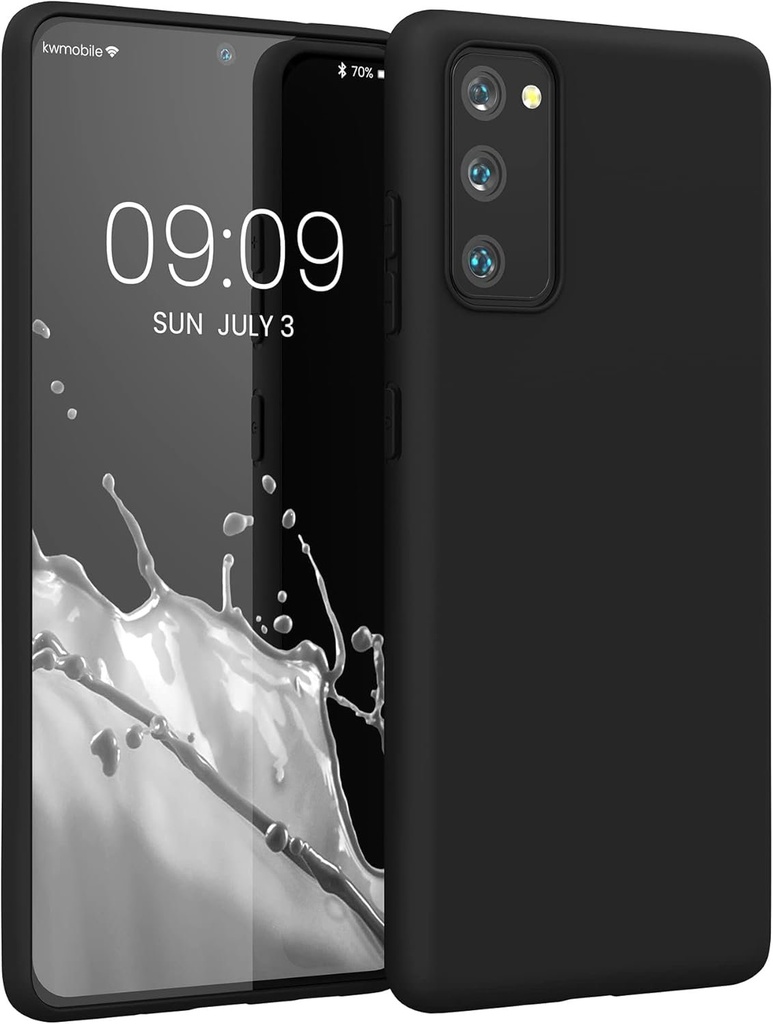 Husa kwmobile compatibila cu Samsung Galaxy S20 FE - Husa moale din silicon TPU - Husa potrivita pentru incarcare fara fir - Negru Mat