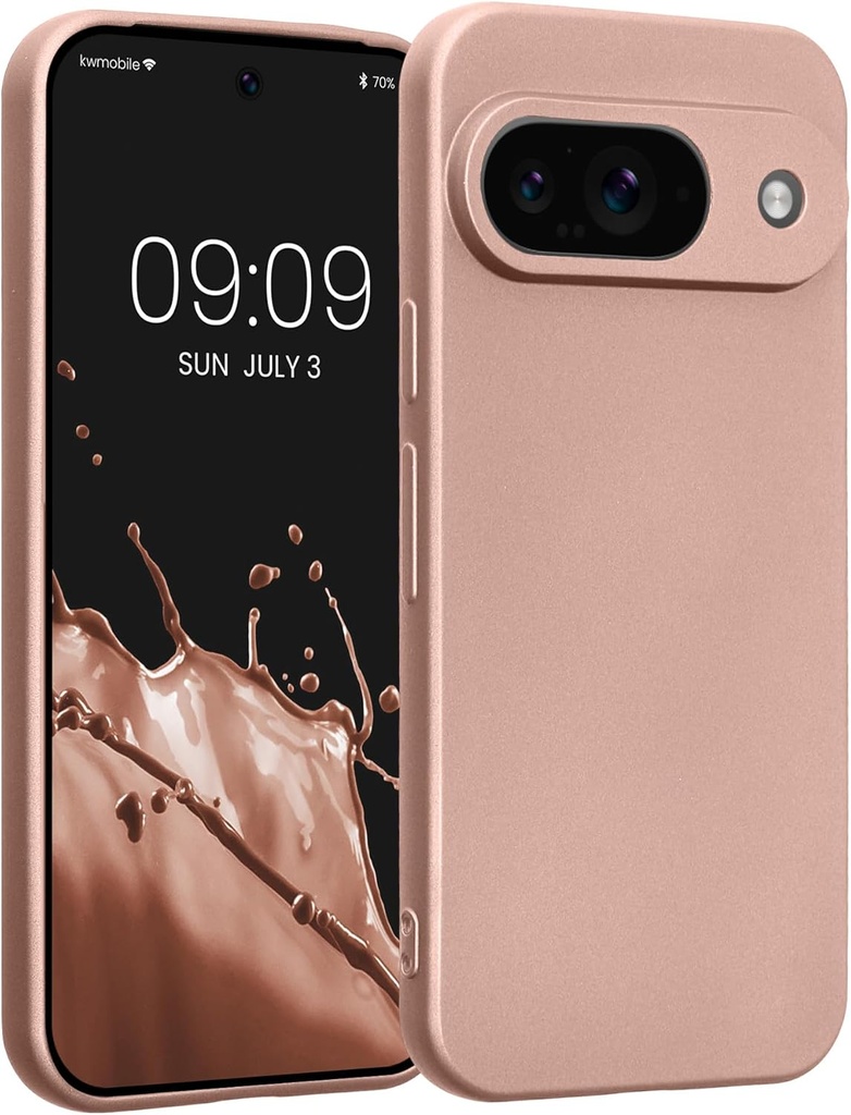 husă pentru telefon mobil kw compatibilă cu Google Pixel 9 - husă din silicon moale cu strălucire metalică în aur roz metalic