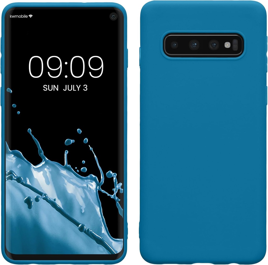 Husa kwmobile compatibila cu husa Samsung Galaxy S10 - Husa din spate din silicon TPU pentru smartphone - Protectie cauciucata - Albastru indigo