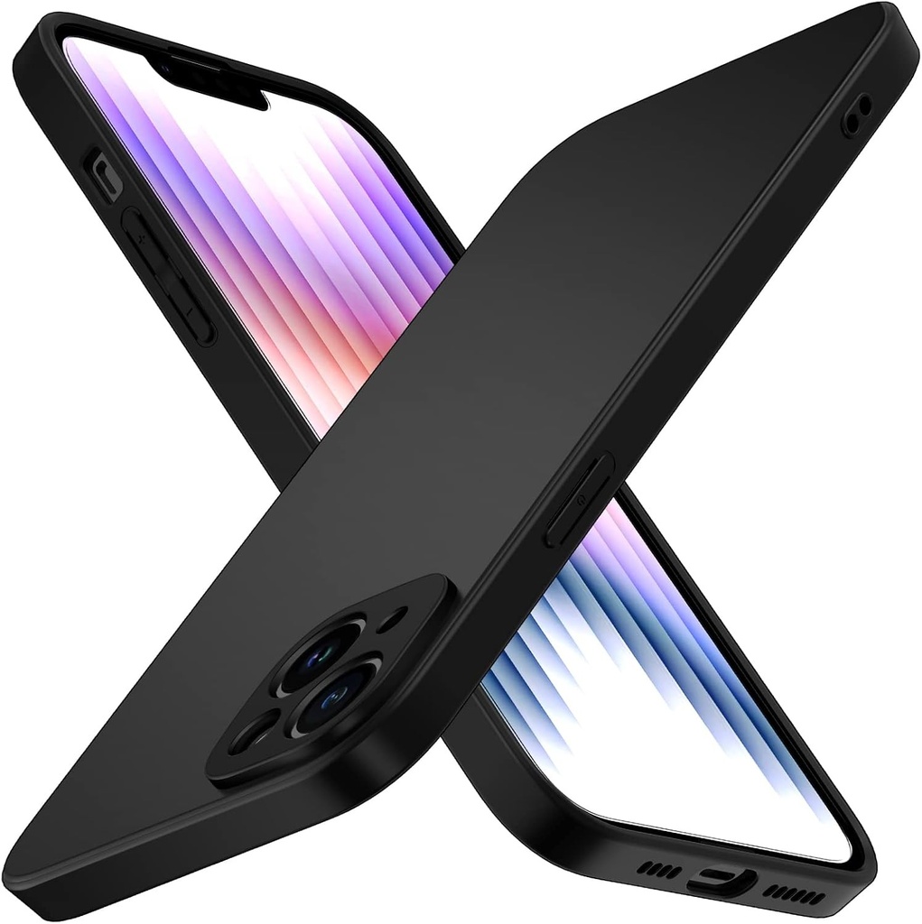 ivoler Husa neagra mata pentru iPhone 14 Plus 6,7 inci cu protectie pentru camera, husa de protectie ultra subtire din silicon rezistenta la socuri, husa de protectie moale TPU anti-zgarieturi