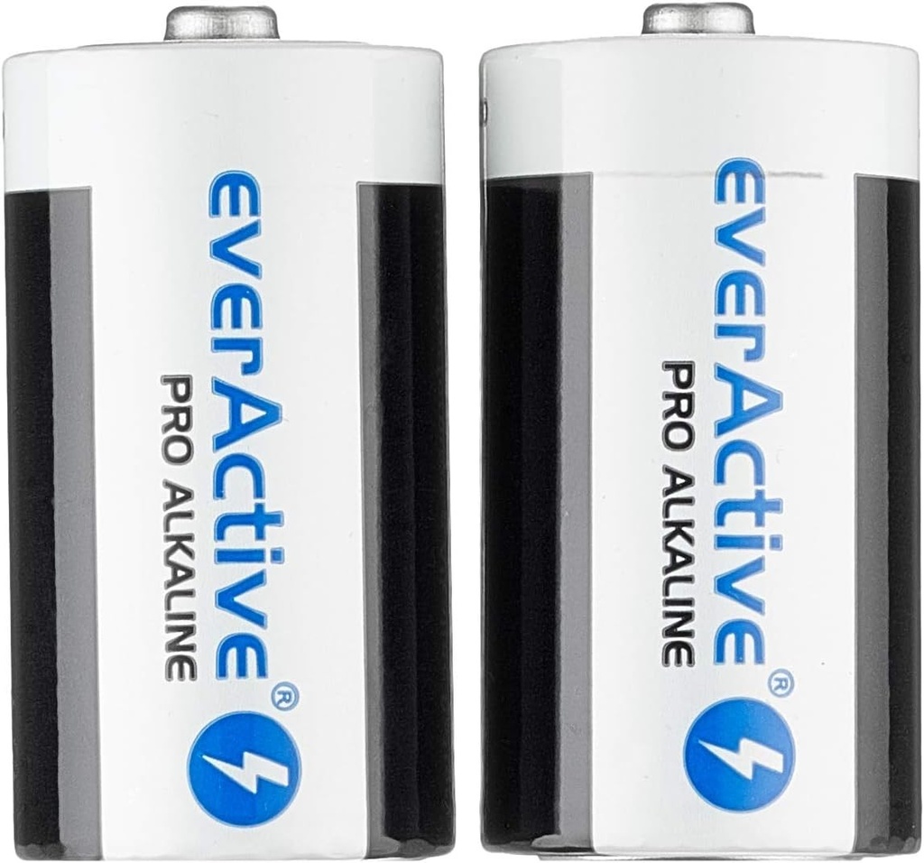 Baterii everActive C 2 pachete, Pro Alkaline, Baby LR14 R14 1,5V, cea mai inalta performanta, termen de valabilitate de 10 ani, 2 bucati - 1 blister LR14/C 2 bucati/ 1 blister