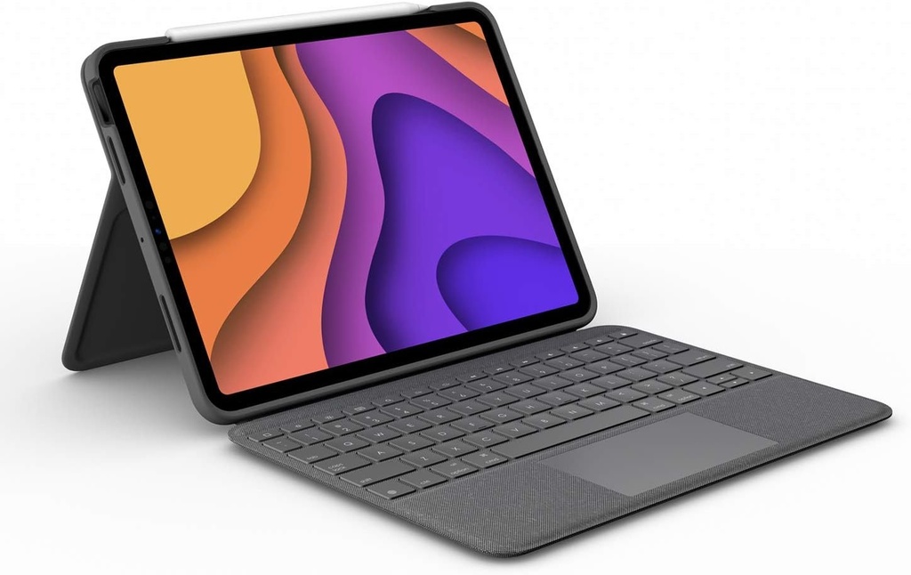 Husa pentru tastatura Logitech Folio Touch iPad cu trackpad si conector inteligent pentru iPad Air de 11 inchi (M2), iPad Air (generatia a 4-a si a 5-a), QWERTY italiana - gri