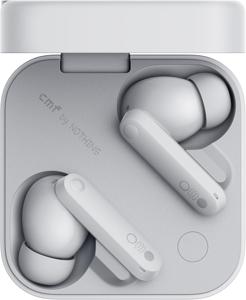 CMF by Nothing Buds Pro 2 – Căști wireless cu sunet HiFi, anulare inteligentă a zgomotului activ de 50 dB, 6 microfoane HD și efect audio spațial – gri deschis