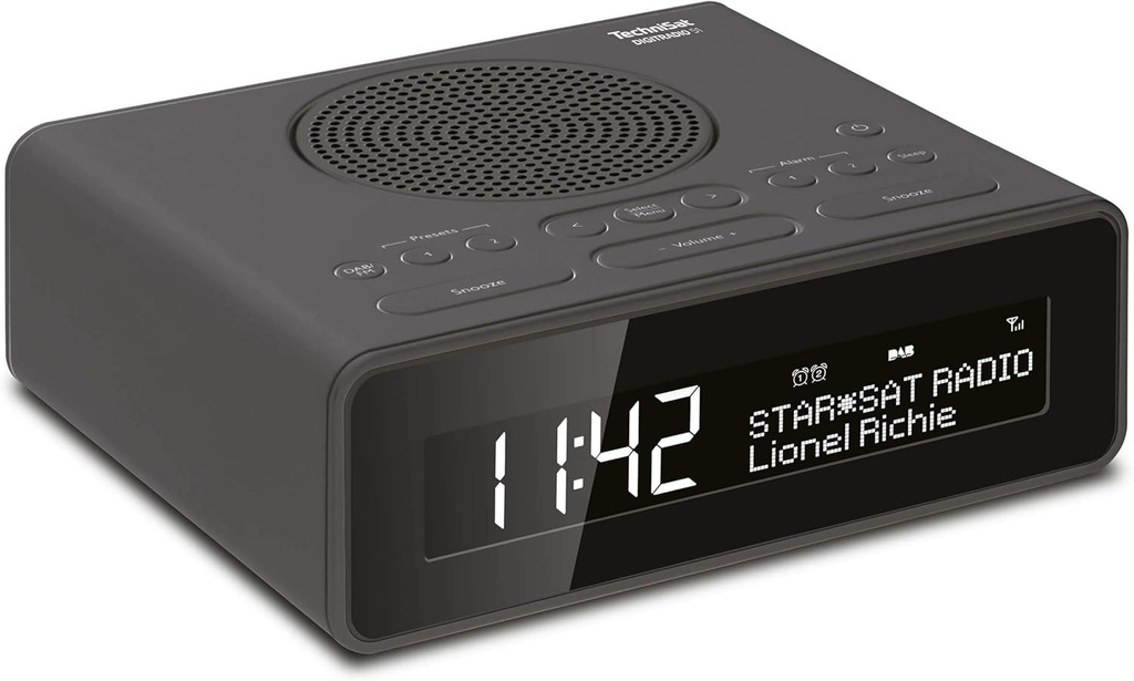 Radio cu ceas TechniSat DIGITRADIO 51 DAB+ (DAB, FM, radio cu ceas, ceas cu alarma cu doua ore de alarma reglabile, functie de amanare, temporizator de somn, afisaj reglabil, mufa pentru casti) negru