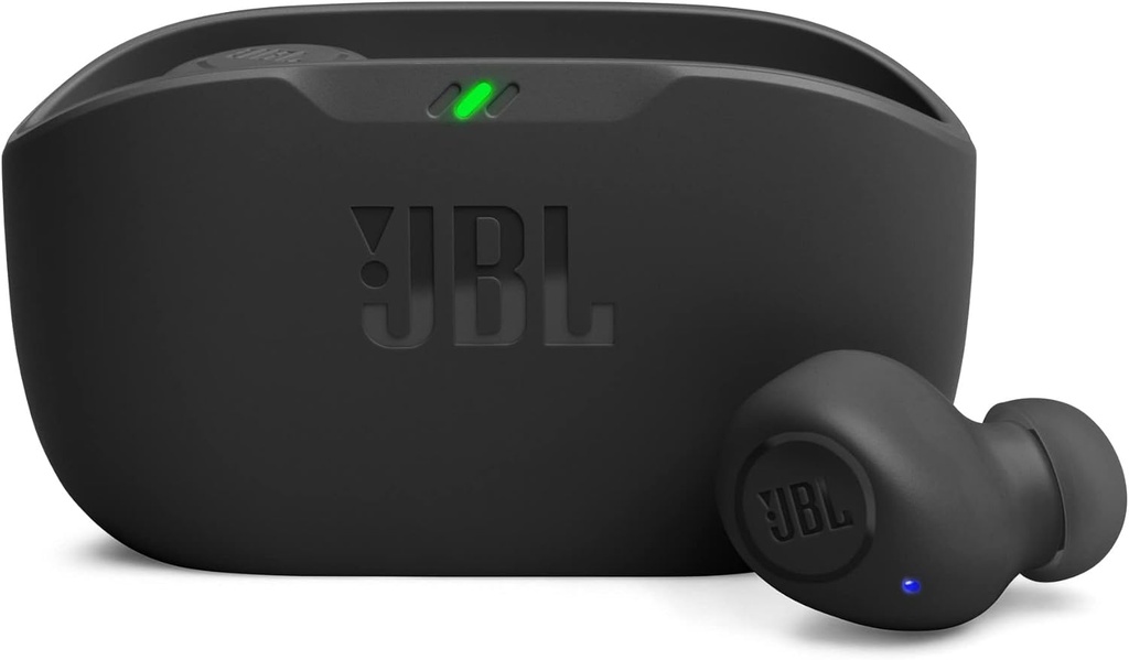 Căști Bluetooth JBL Wave Buds fără fir, impermeabile IP54 și rezistente la praf IPX2, sunet de bas profund, tehnologie TalkThru și AmbientAware, până la 32 de ore de viață a bateriei, negru
