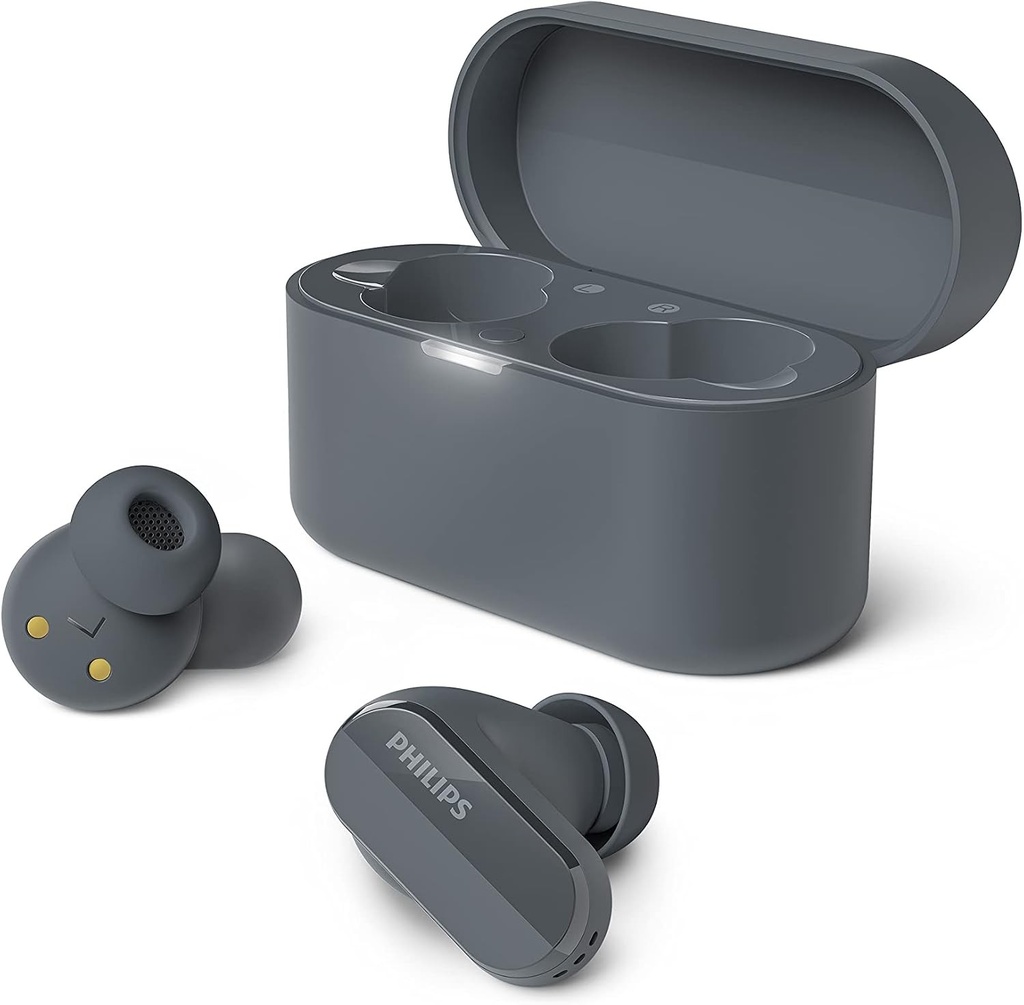 Philips TAT3508BK/00 Casti adevarate fara fir | Casti din silicon cu sunet natural | Anularea zgomotului | Pana la 21 de ore de joaca | Bluetooth | Microfon | Cablu USB-C | Negru