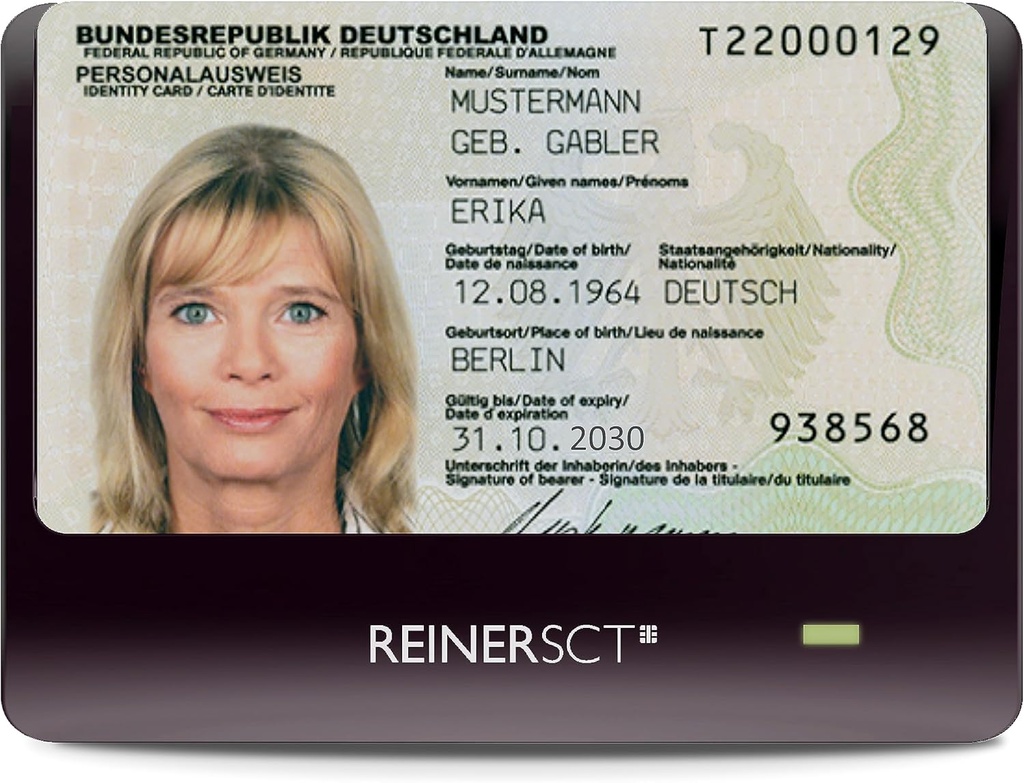 Cititor de carduri cu cip RFID REINER SCT cyberJack de bază | Pentru noua carte de identitate germană (nPA) Black