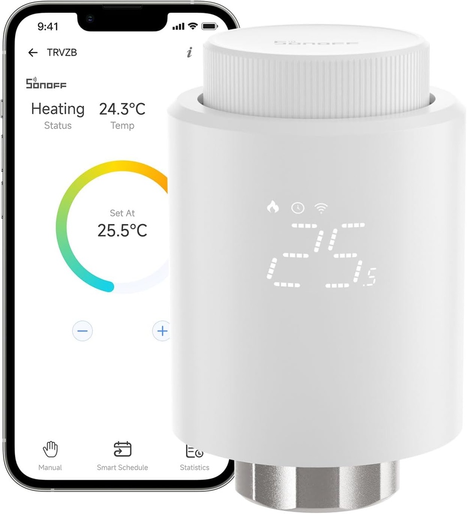 Supapă termostatică inteligentă SONOFF TRVZB, supapă termostatică pentru radiator ZigBee 3.0, control vocal, detectare ferestre, compatibil cu Alexa/Home Assistant, necesită hub Zigbee