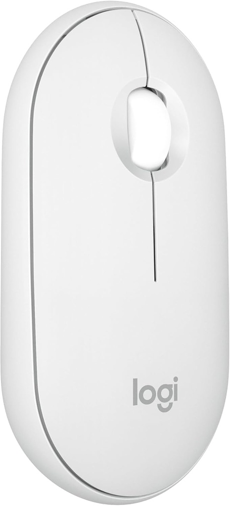 Logitech Pebble Mouse 2 M350s Mouse Bluetooth fără fir subțire, portabil, ușor, buton personalizabil, clic silențios, comutare ușoară pentru Windows, macOS, iPadOS, Android, ChromeOS - alb