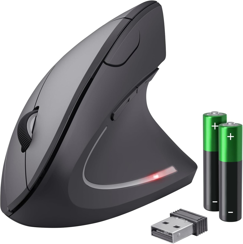 Mouse vertical wireless Trust Verto, mouse ergonomic fara fir, 800/1200/1600 DPI, micro-receptor USB, 2,4 GHz, 6 butoane pentru PC, computer, laptop, Mac - negru