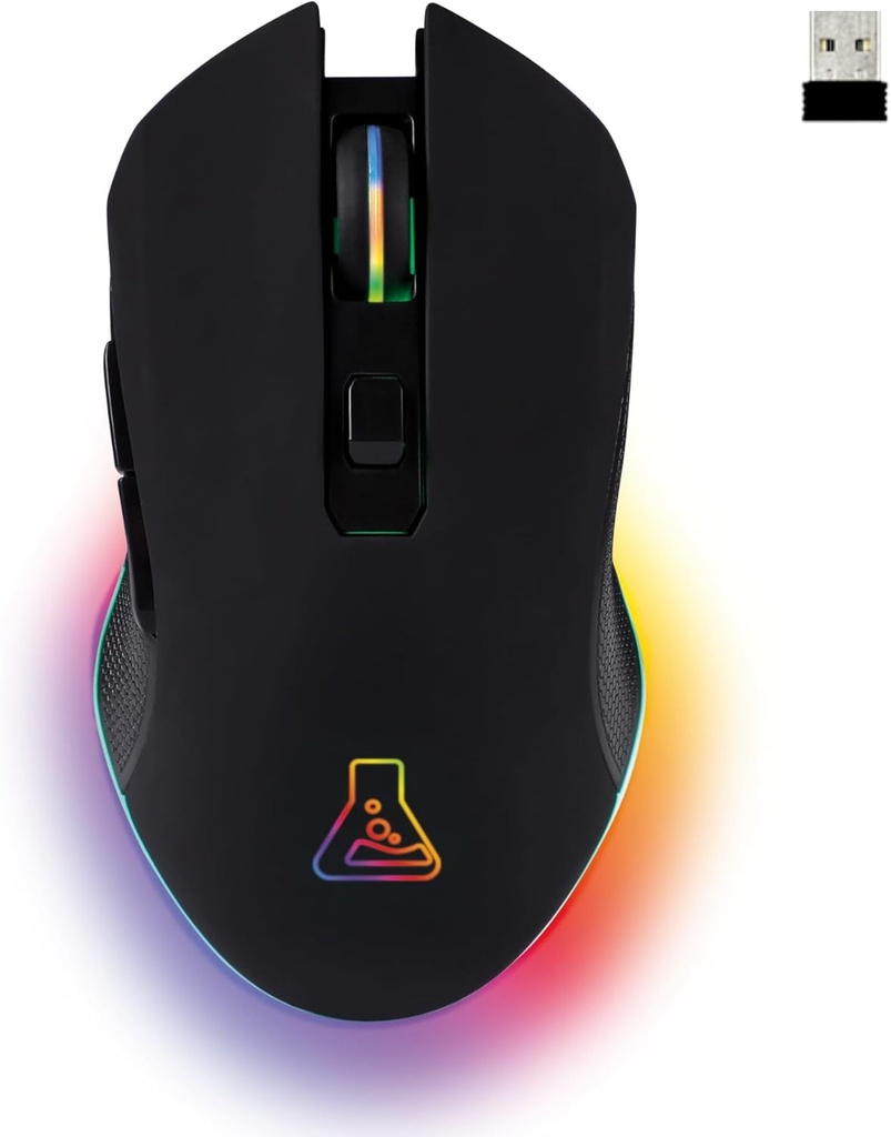 The G Lab - Mouse pentru jocuri fara fir Kult Helium, Mouse pentru jocuri fara fir reincarcabil 6400 Dpi, Mouse pentru jocuri cu iluminare din spate in 7 culori, Mouse pentru jocuri RGB fara fir pentru PC/PS5/Xbox