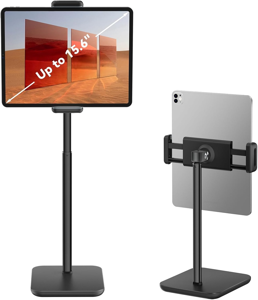 tounee Suport pentru tabletă, Suport pentru tabletă reglabil - Suport reglabil cu braț lung de 11,6-19,2 inchi pentru iPad Pro 9.7, 10.5, 12.9, Air Mini 2 3 4, iPhone și tableta cu 4.7"-15.8" - Negru