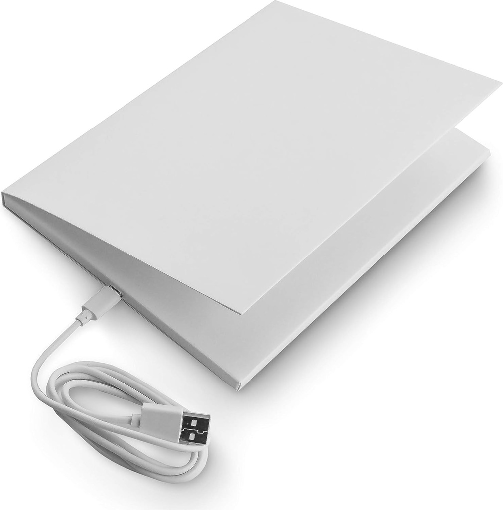 Felicitare audio SoundGreets, incarcati un fisier de sunet (MP3) cu o durata de pana la 4 minute de pe computer prin USB, baterie reincarcabila, difuzor superior, neutru gol fara text, personalizabil cu muzica