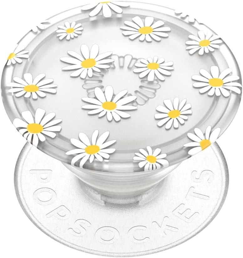 PopSockets: PopGrip Plant - Suport si prindere extensibile cu partea superioara interschimbabila pentru smartphone-uri si tablete - Translucid He Loves Me Not