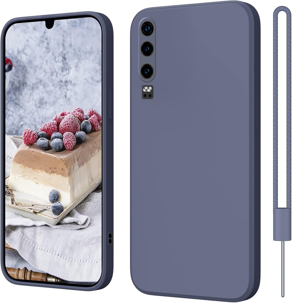 ElestBela Husa Huawei P30 Husa Silicon, Husa Huawei P30 Ultra Subtire cu Microfibra, Protectie Camera si Protectie Ecran, Husa rezistenta la zgarieturi pentru Huawei P30 Gri