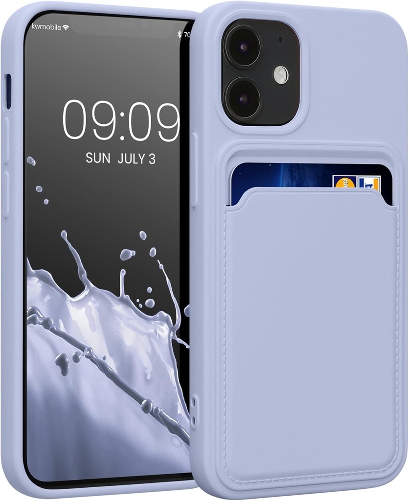 Husa pentru telefon kwmobile compatibila cu Apple iPhone 12 Mini - Husa pentru telefon cu slot pentru card - in culoarea lavanda