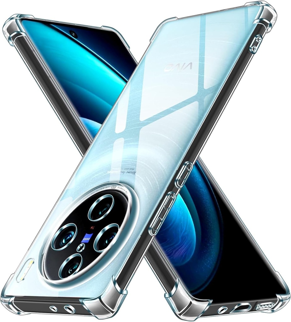 ivoler Husa transparenta din silicon pentru Vivo X100 Pro cu colturi de protectie rezistente la socuri, husa de protectie subtire, moale, transparenta, flexibila, transparenta, din TPU, pentru telefon mobil, rezistenta la zgarieturi