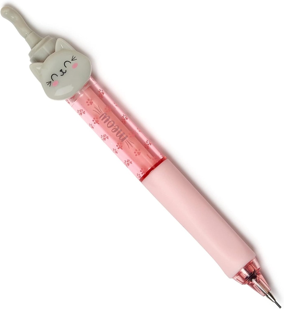 Legami - Creion mecanic, Meow, O 1,2 cm, 1 Mina 0,7 mm HB Inclus, maner ergonomic din silicon, scriere precisa