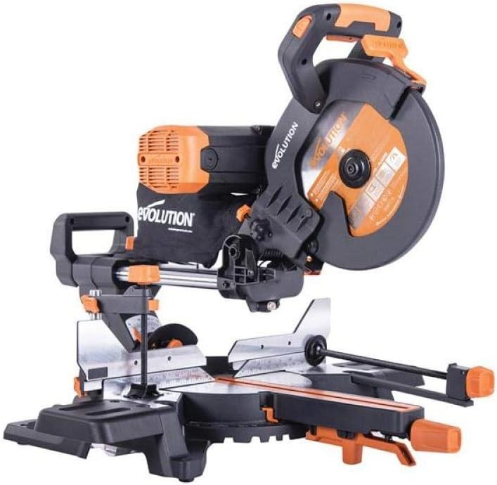 Evolution R255SMS-DB+ Ferastrau dublu pentru onglet | 2000 W, 300 mm, taiere tesita, unghi oblic, diametru 255 mm, lama HM/TCT pentru taiere cu mai multe materiale