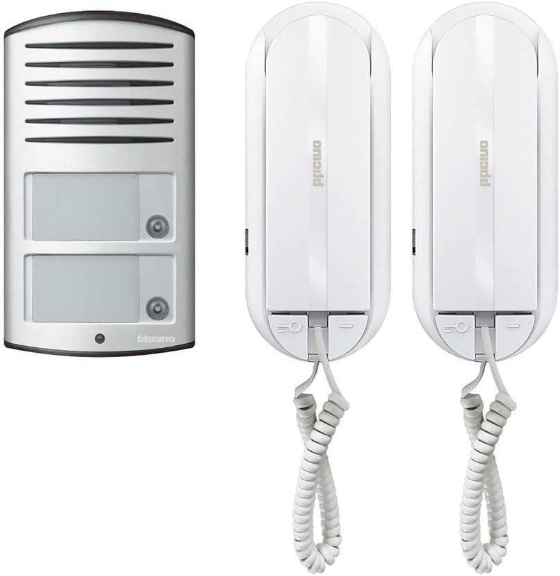Bticino 366821 Kit audio cu doua familii, cu doua fire, cu panou de butoane montat pe perete Linea 2000 si interfon Sprint L2