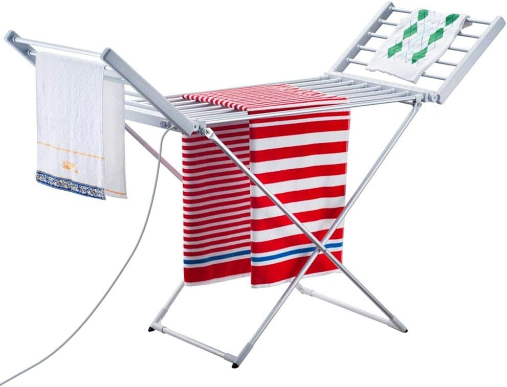 Aeristor de rufe electric BAKAJI Putere 220W Suport de uscare haine pliabil incalzit cu 20 de bare de uscare rufe din aluminiu (148 x 53 x 90 cm)