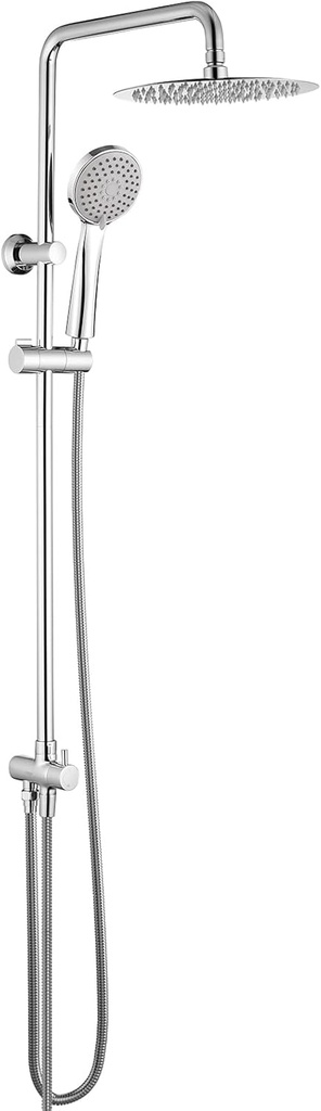 GRIFEMA Coloana de dus Coloana de dus din otel inoxidabil fara baterie Orificii de perete reglabile Tija de dus Coloana grup de dus cu cap de dus si dus de mana Raft suport obiecte 25x25cm, G7005
