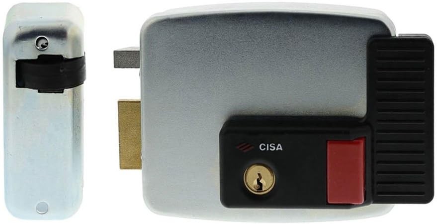 CISA 111731702, Blocare electrica de suprafata cu buton de apasare, 12 V, placat cu zinc, spate 70°, mana stanga