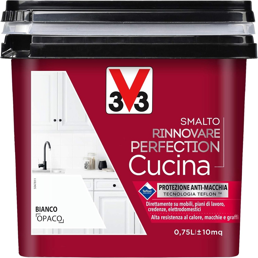 V33 EMALT RINNOVARE PERFECTION BUCATARIE Alb Mat 0,75 L