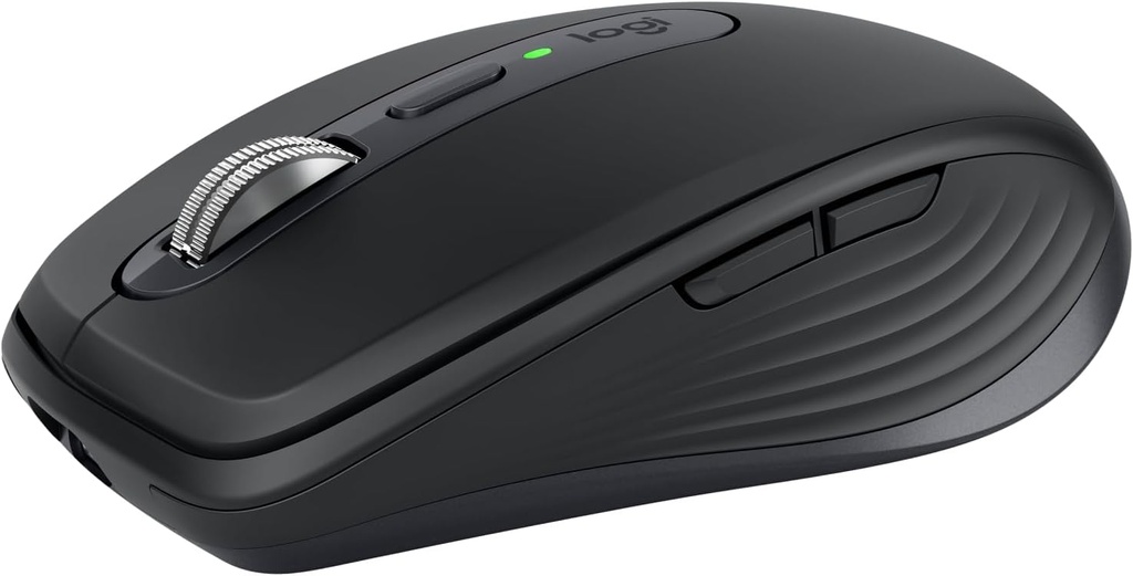 Mouse fără fir Logitech MX Anywhere 3S compact, derulare rapidă, urmărire pe orice suprafață 8K DPI, clicuri silențioase, butoane programabile, USB C, Bluetooth, Windows PC, Linux, Chrome, Mac - Grafit