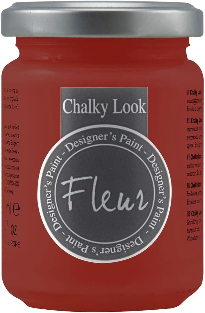 VOPSEA DE DESIGNER FLEUR | Vopsea pe baza de apa, Efect Creta Naturala, Extra Opaca, Fleur Chalky F36, Culoare Cherry Lips, Made in Italy, Format 130 ml