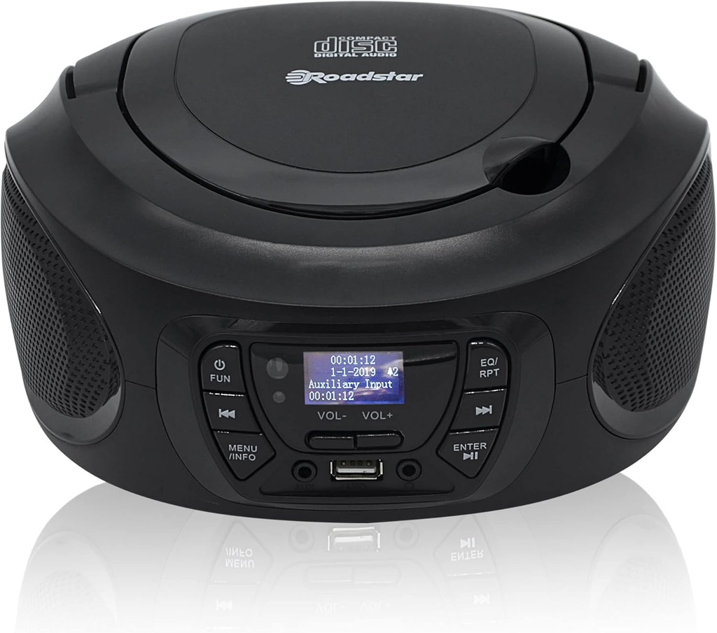 Roadstar CDR-375D+/BK CD Player portabil Radio DAB/DAB+ / FM, CD-MP3 Player, CD-R, CD-RW, USB, Stereo, Telecomandă, AUX-in, Ieșire căști, Negru