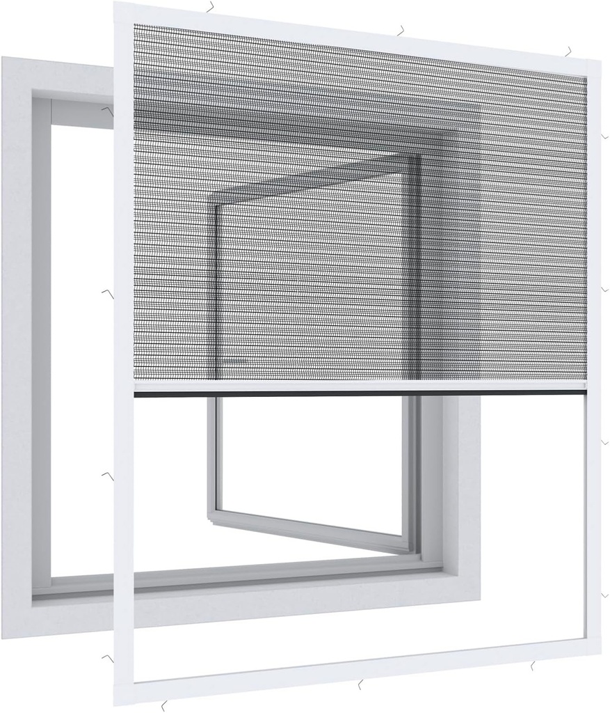 Windhager Expert Fereastra plisata 03242 - Protectie orb, insecte si tantari, scurtabila individual, 100 x 120 cm, Culoare: Alb, Poliester aluminiu