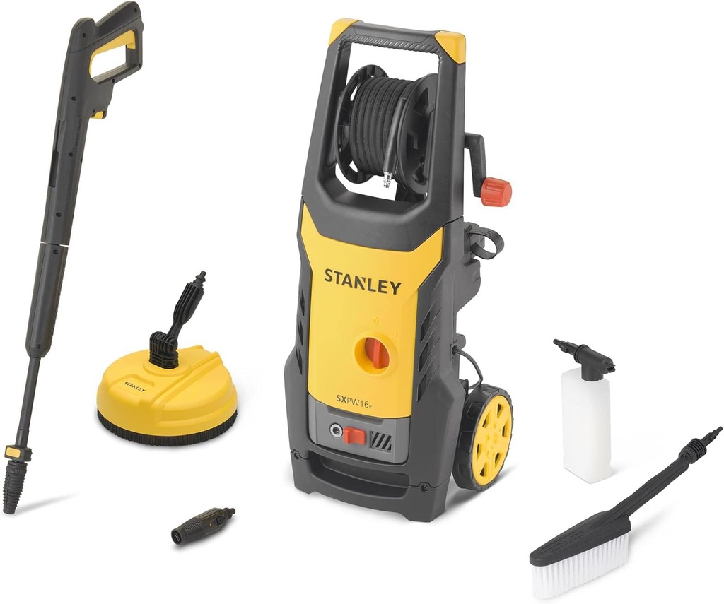 Mașină de spălat cu înaltă presiune Stanley SXPW16PE cu soluție de curățare a terasei și perie fixă ​​(1600 W, 125 bar, 420 l/h)