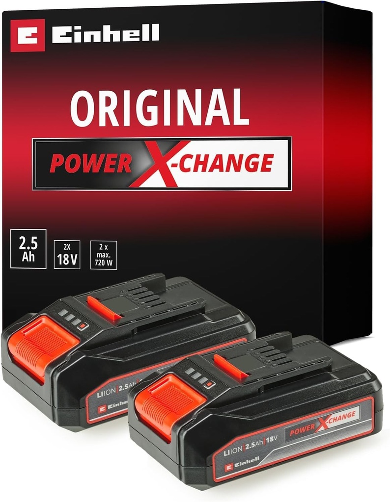 Original Einhell 2x 18V 2.5Ah PXC-Twinpack două baterii Power X-Change de 2.5 Ah (18 V, 2.5 Ah, 720 W, inclusiv două baterii de 2.5 Ah, fără încărcător)