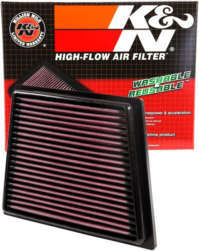 Filtru de aer motor K&N 33-2955: inalta performanta, premium, lavabil, filtru de schimb, performanta sporita, 2008-2019 (Fiesta, Figo, KA Plus, B-Max, EcoSport, Tourneo, Transit Courier)
