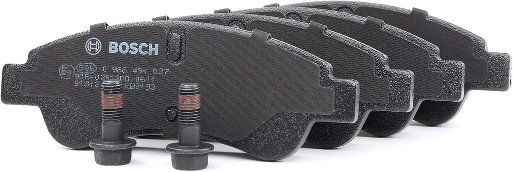 Bosch BP318, placute de frana auto, punte fata, calitate Bosch, reducerea zgomotului si a prafului, certificat ECE-R90, fara cupru, 1 pachet de 4 placute, cu accesorii