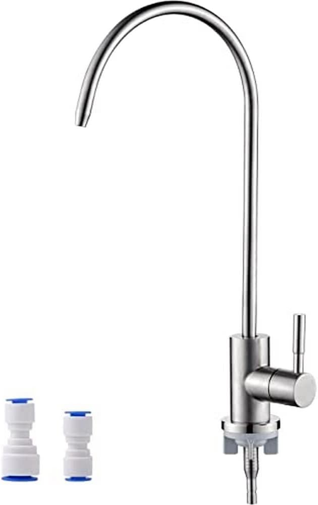 Ibergrif M22301A - Baterie pentru chiuvetă din oțel inoxidabil, pivotant 360°, robinet cu osmoză inversă cu 2 adaptoare pentru robinet, argintiu
