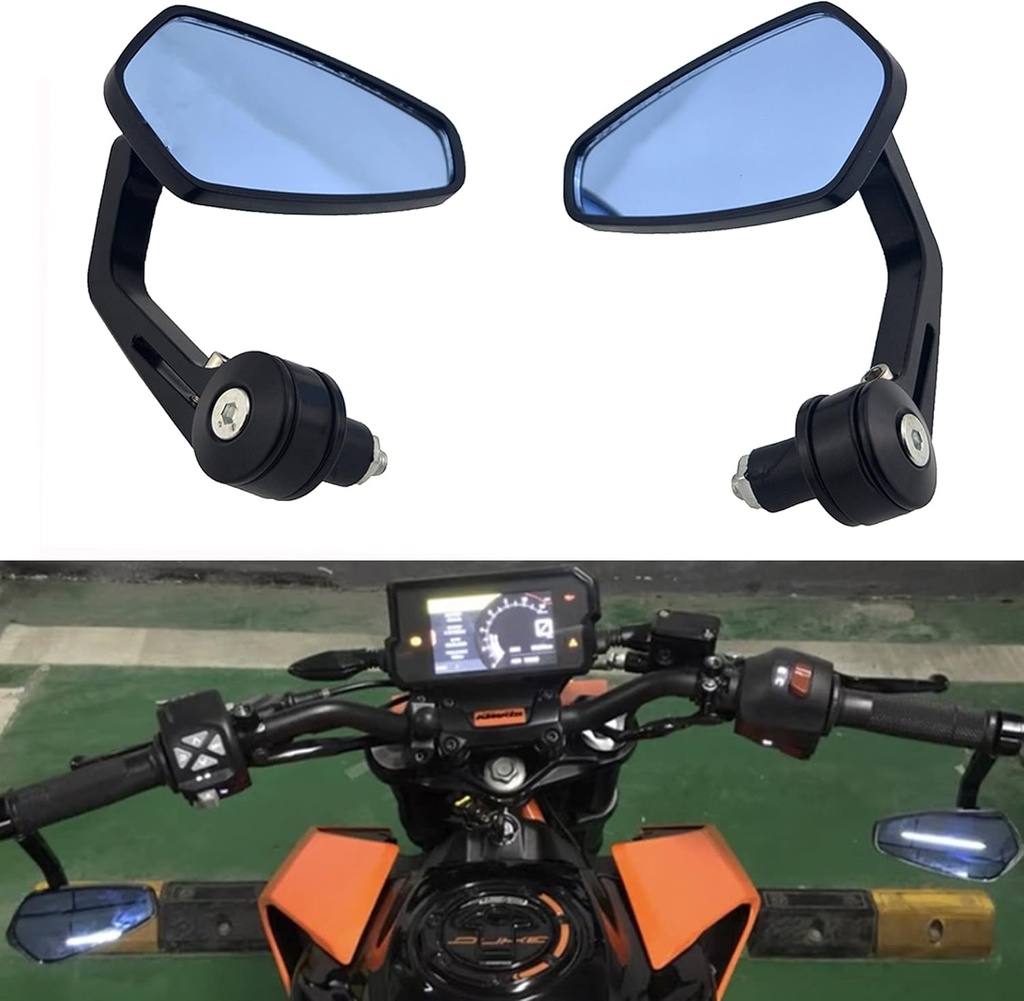 Heart Horse 7/8" 22mm oglinzi pentru motociclete, anti-orbire oglinzi pentru ghidon pentru motociclete Oglinzi laterale la capătul barei pentru motociclete scooter Yamaha Pit Bike Kawasaki Z750 Z1000