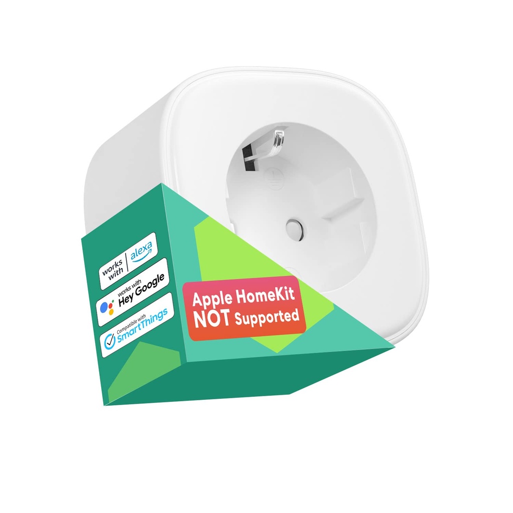 Priză WiFi inteligentă Meross, mufă inteligentă (Tip F) 16A, 3840 W, funcție de cronometru, compatibil cu Amazon Alexa, Google Home, control de la distanță prin aplicația Android iOS, 2,4 GHz, nu este necesar hub