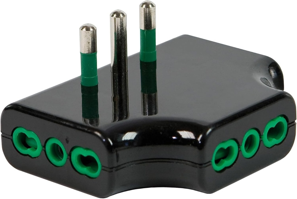 FANTON 82221 Adaptor triplu priza plat cu economisire de spatiu - 1 mufa italiana mare 10A 3 prize cu doua cai NEGRU