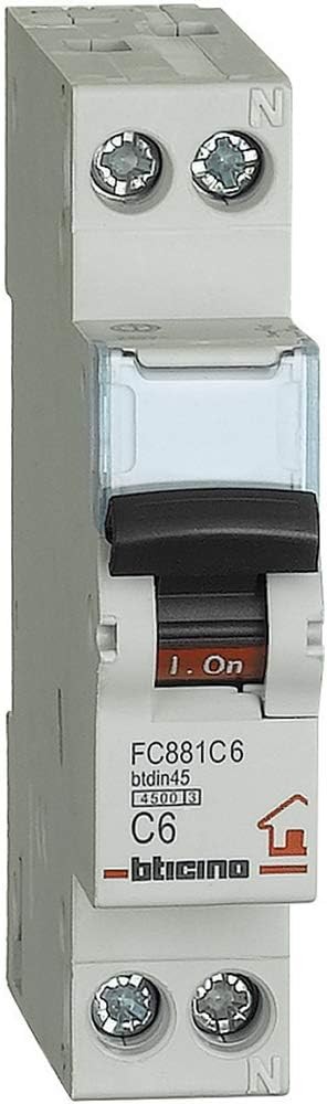 Bticino SFC881C6 Comutator magnetotermic modular BTDIN-RS, pentru control, protectie impotriva scurtcircuitelor si suprasarcinii si sectiunea circuitelor electrice, 1 modul DIN
