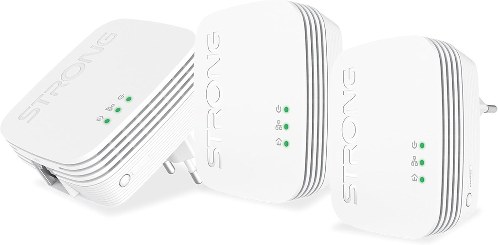 STRONG - Kit Powerline 600 Mini - Prize Trio Powerline - Kit Powerline - 600 Mbps - Compatibil cu orice box/Router - 1 port Ethernet - Instalare rapidă Plug & Play - Acces la internet de mare viteză peste tot - Alb