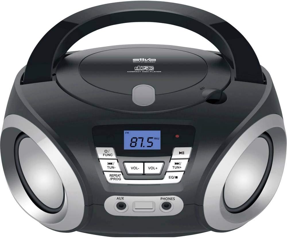 Radio FM Silva-Schneider PCD 19.1, CD player, AUX, funcționare la rețea și la baterie, negru