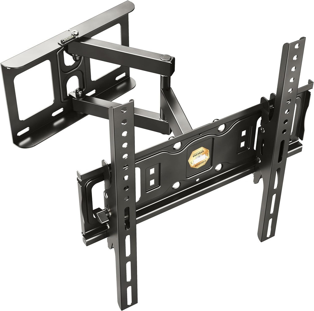Suport TV de perete pivotant RICOO pentru suport TV de 32-55 inch braț pivotant înclinat Suport TV S6144 pentru suport de perete plat inteligent OLED curbat braț TV până la 50 kg și VESA 400x400 mm