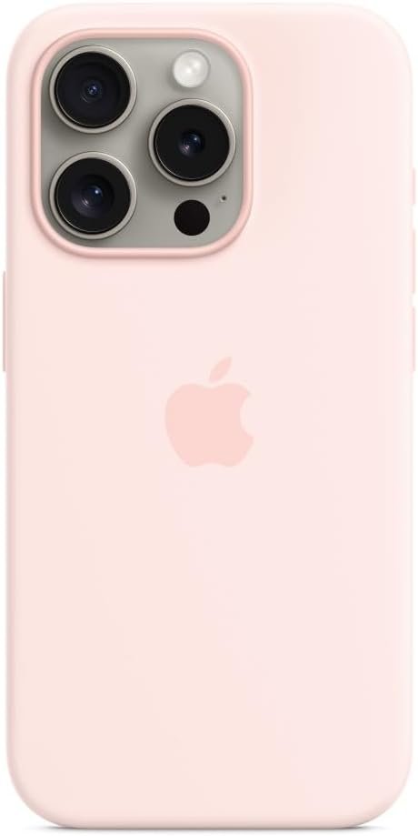 Husa din silicon Apple iPhone 15 Pro cu MagSafe - roz deschis