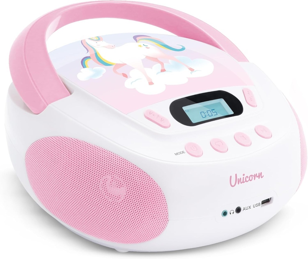 Mooov 477407 Unicorn MP3 CD Player pentru copii cu port USB