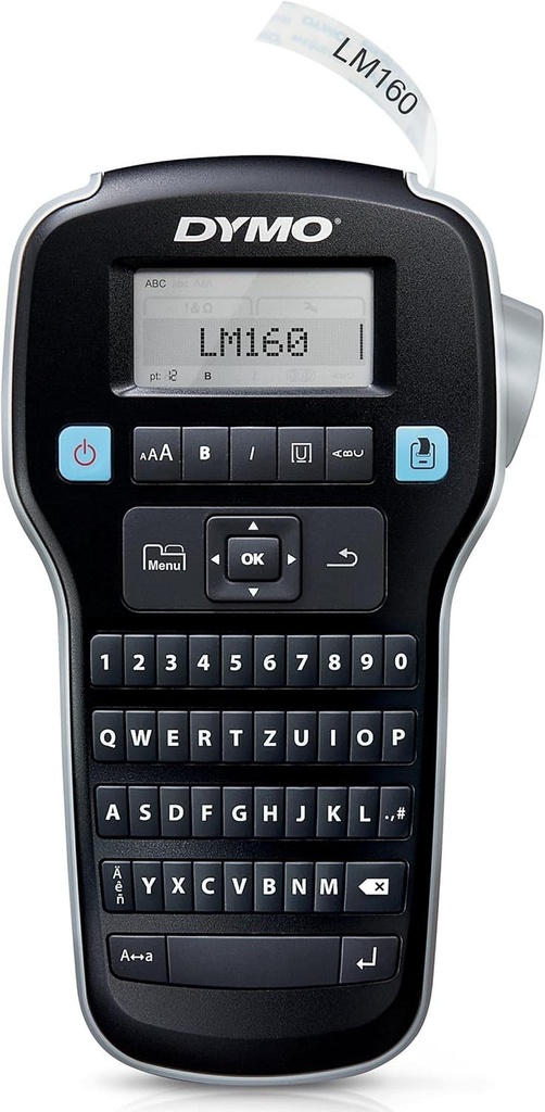 Producator de etichete portabil DYMO LabelManager 160 | Creator de etichete cu tastatura QWERTZ si editare usoara a textului | pentru etichete D1 cu latime de 6, 9 si 12 mm